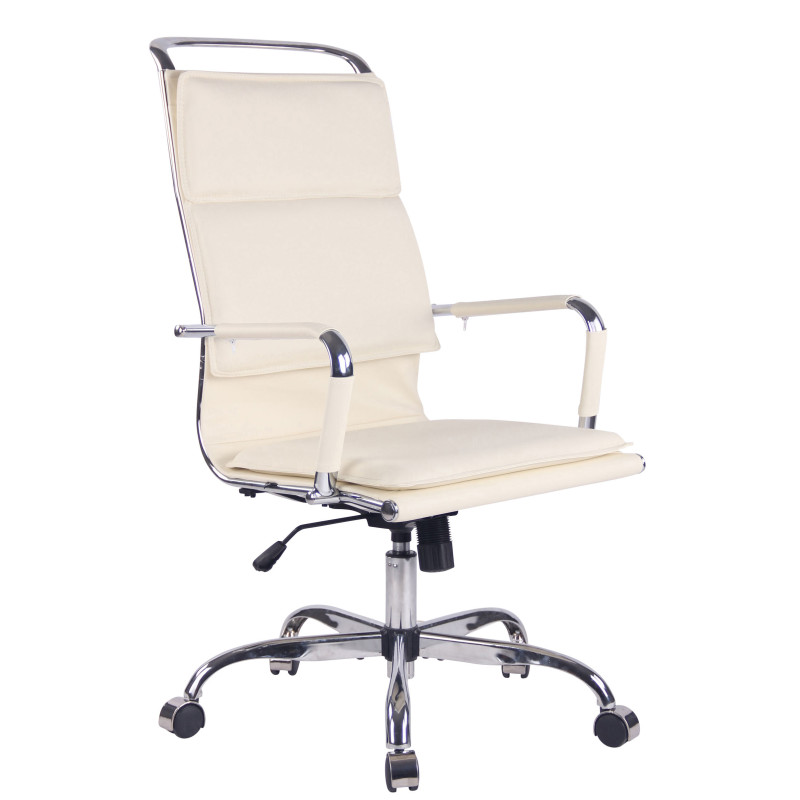 Chaise de bureau Bedford en cuir artificiel crème