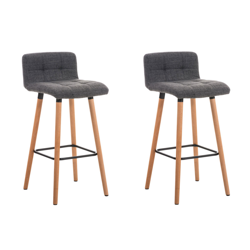 Ensemble de 2 tabourets de bar Lincoln en tissu gris clair naturel