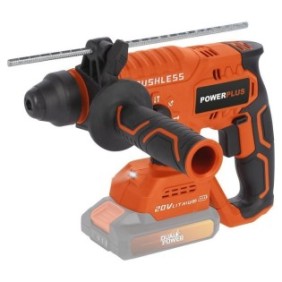 Marteau perforateur sans fil 20V 3J SDS-Plus BRUSHLESS + 5 accessoires - DUAL POWER POWDP15630 - Livré sans batterie ni chargeur