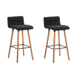Ensemble de 2 tabourets de bar Lincoln en tissu noir naturel