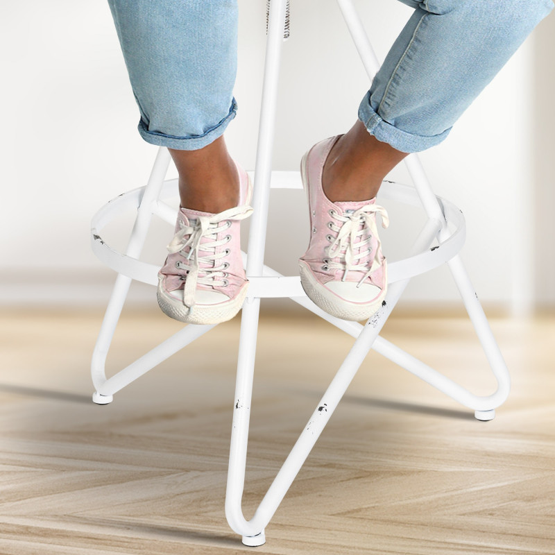 Tabouret de bar Karla blanc antique