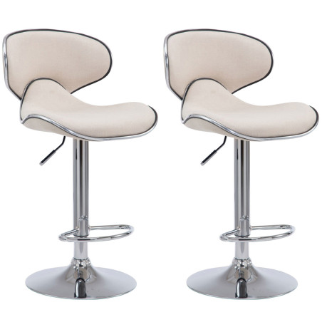 Conjunto de 2 banquetas de bar Las Vegas V2 em tecido cromado creme