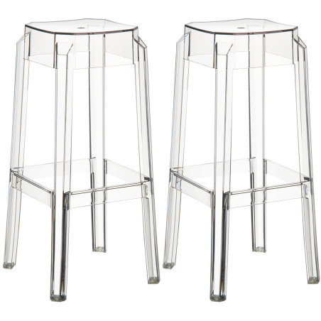 Ensemble de 2 tabourets de bar Fox, transparents