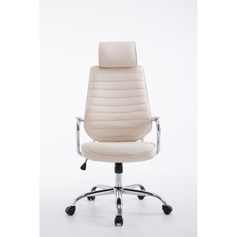 Chaise de bureau en tissu Rako crème
