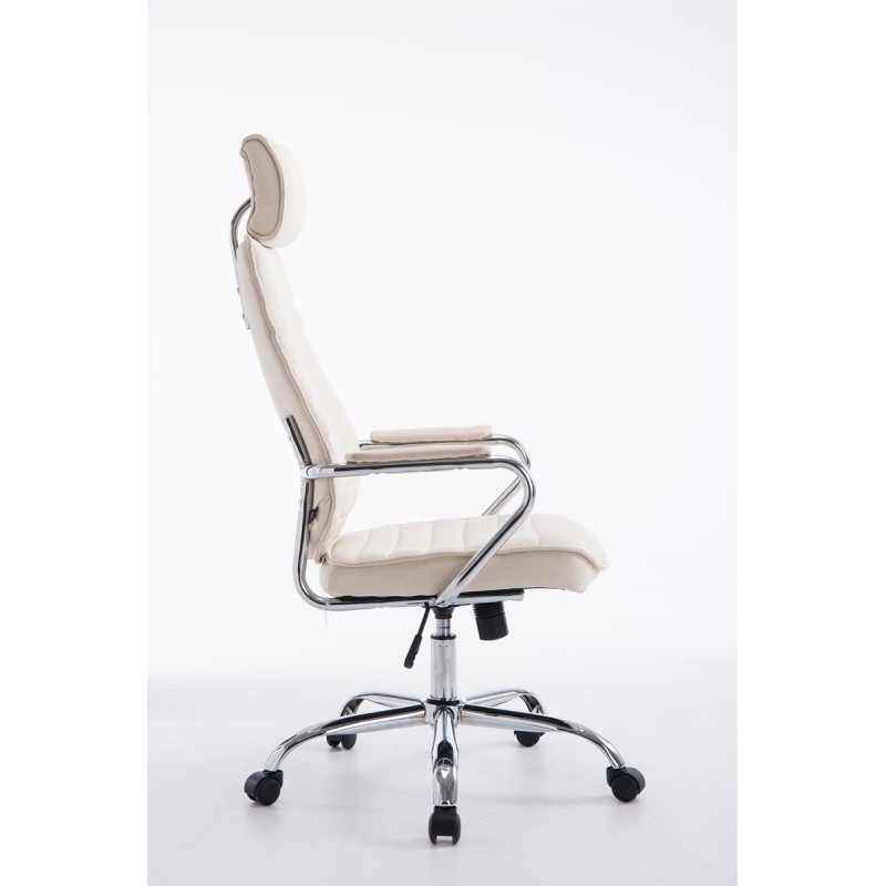 Chaise de bureau en tissu Rako crème