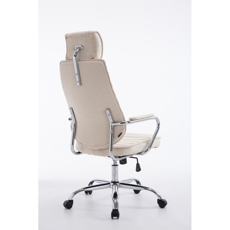 Chaise de bureau en tissu Rako crème
