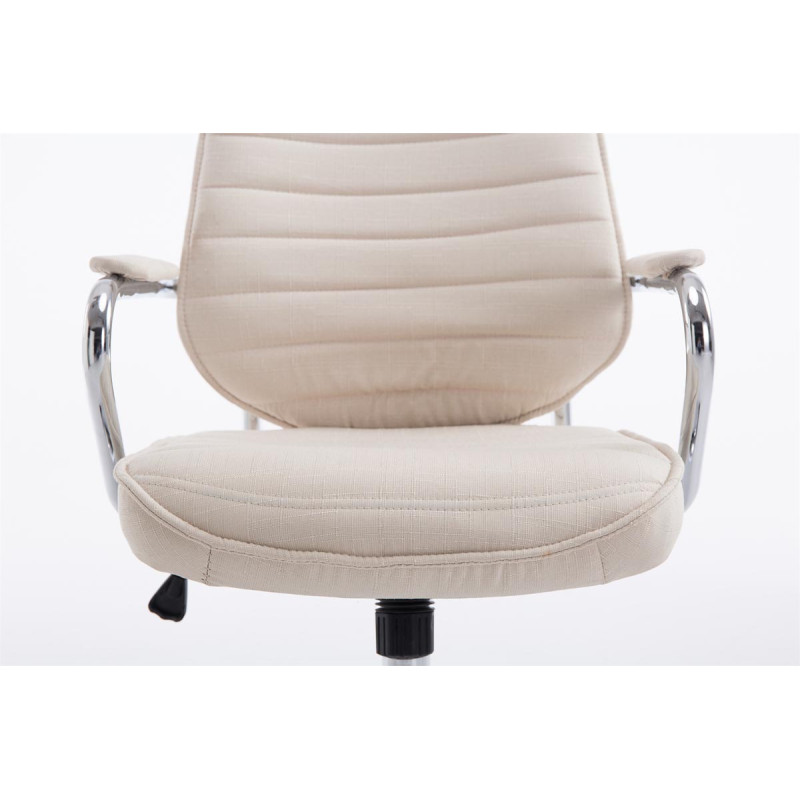Chaise de bureau en tissu Rako crème