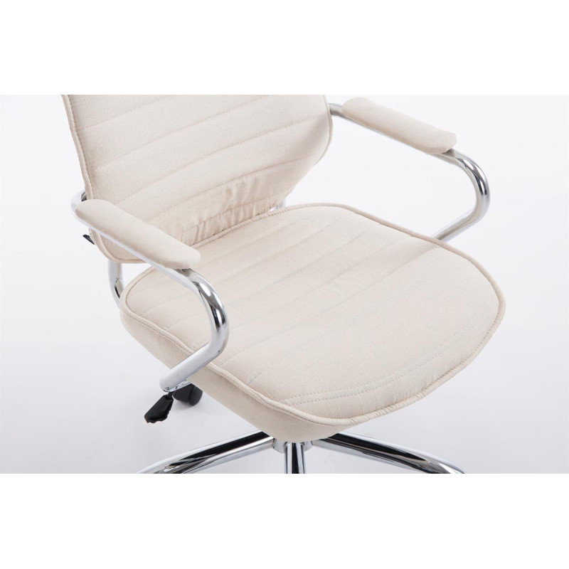 Chaise de bureau en tissu Rako crème