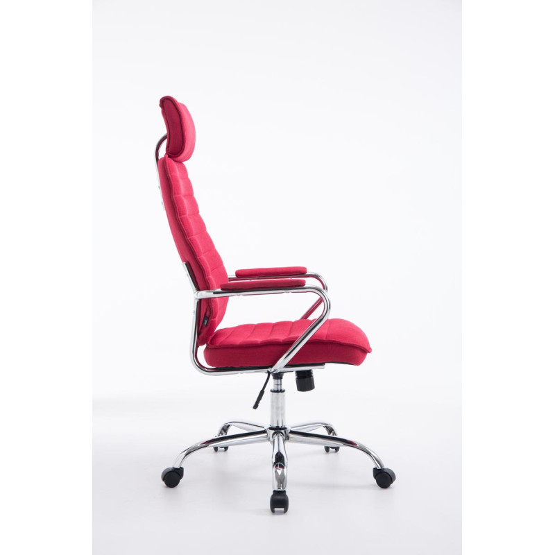 Chaise de bureau en tissu Rako rouge