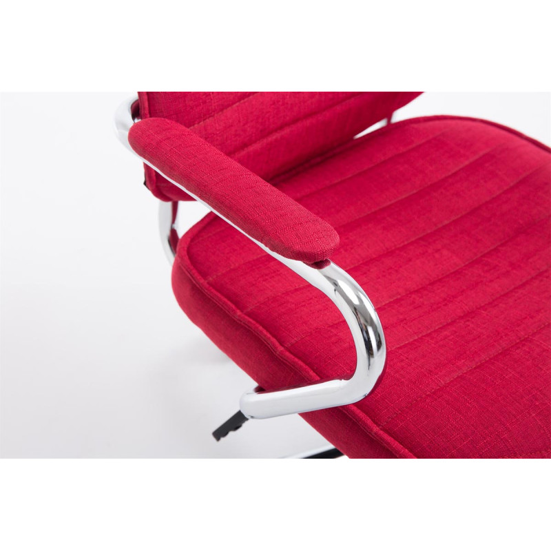 Chaise de bureau en tissu Rako rouge