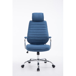 Chaise de bureau en tissu Rako bleu