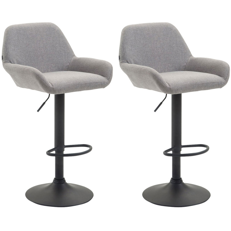 Ensemble de 2 tabourets de bar Braga, en tissu, noir et gris