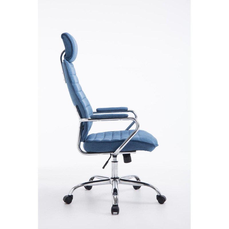 Chaise de bureau en tissu Rako bleu
