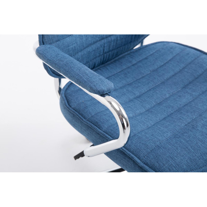 Chaise de bureau en tissu Rako bleu