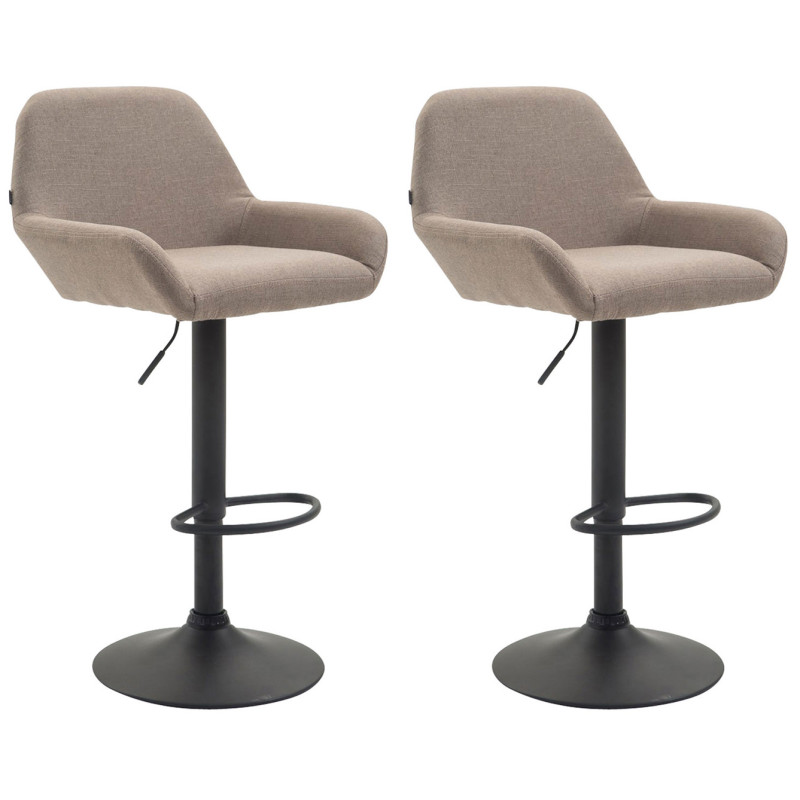 Conjunto de 2 banquetas Braga, tecido preto e bege.