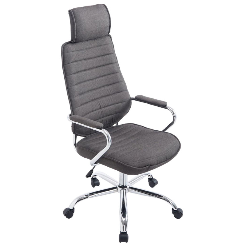 Chaise de bureau en tissu Rako gris foncé