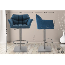 Tabouret de bar Damaso E en tissu bleu