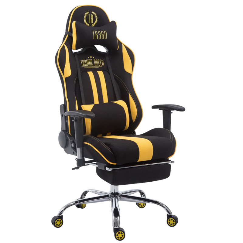 Chaise de bureau Racing Limit en tissu avec repose-pieds noir/jaune