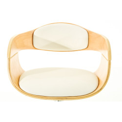 Conjunto de 2 banquetas Kingston C, em couro sintético, cor natural/branca