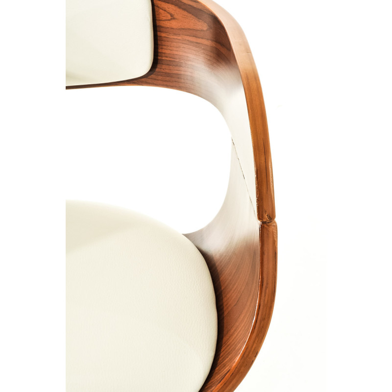 Conjunto de 2 banquetas Kingston C, em couro sintético, cor nogueira/branco