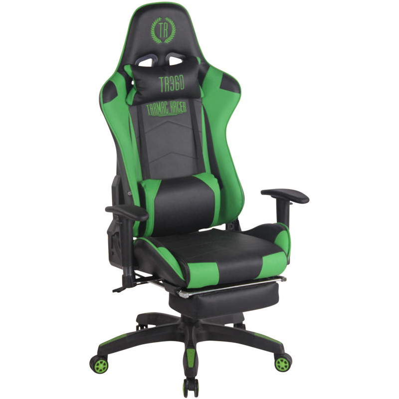 Chaise de bureau de course Turbo avec repose-pieds noir/vert