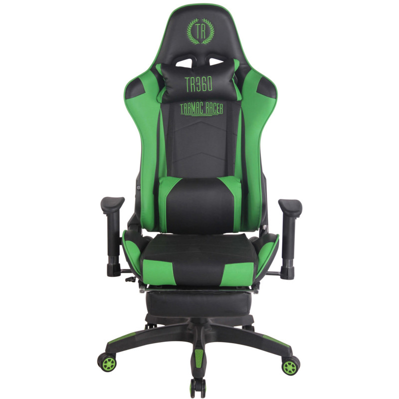 Chaise de bureau de course Turbo avec repose-pieds noir/vert