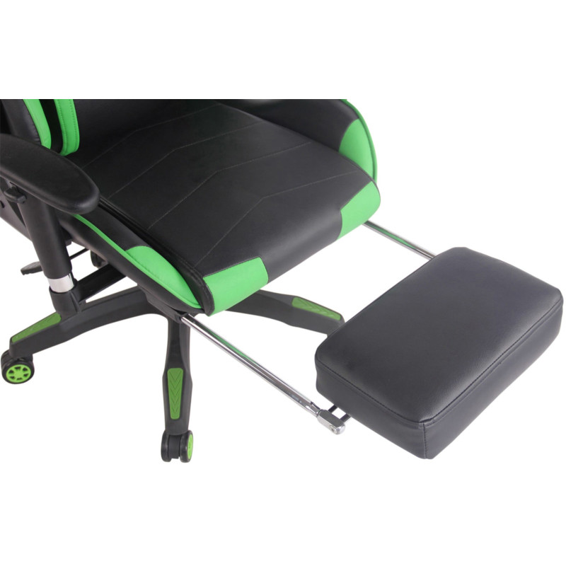 Chaise de bureau de course Turbo avec repose-pieds noir/vert