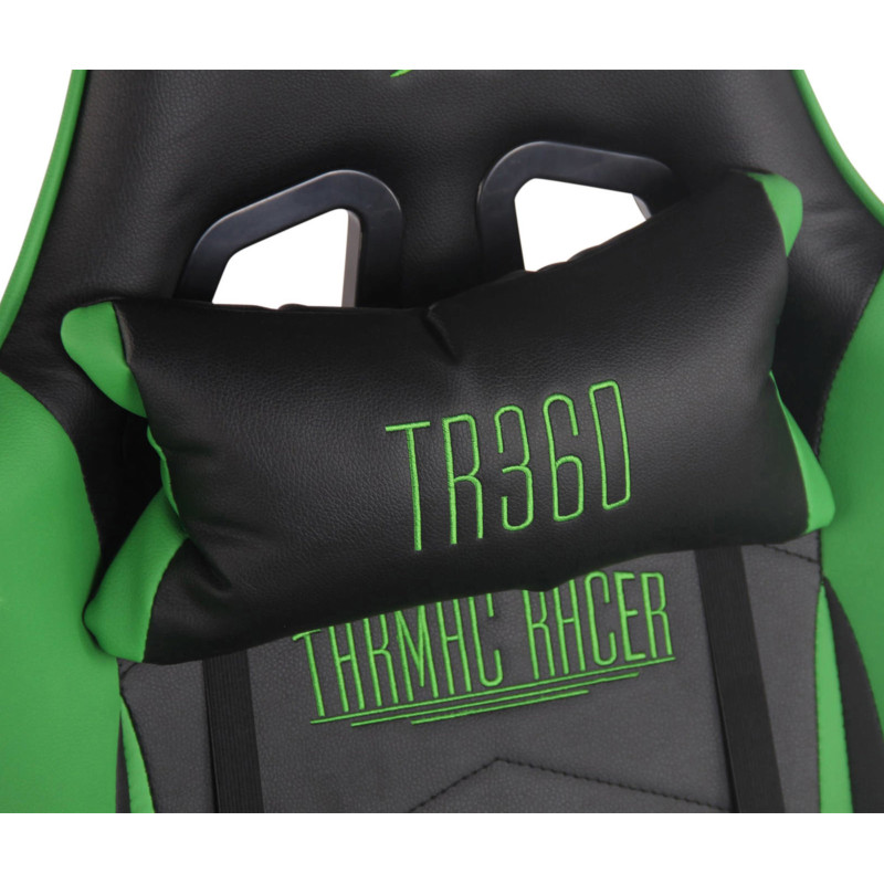 Chaise de bureau de course Turbo avec repose-pieds noir/vert
