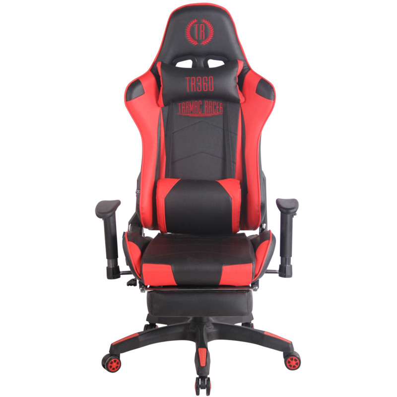 Chaise de bureau de course Turbo avec repose-pieds noir/rouge