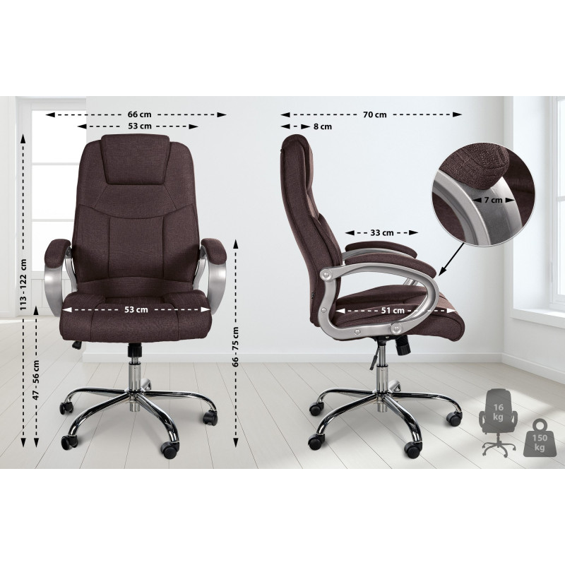 Chaise de bureau BIG Apollo en tissu brun