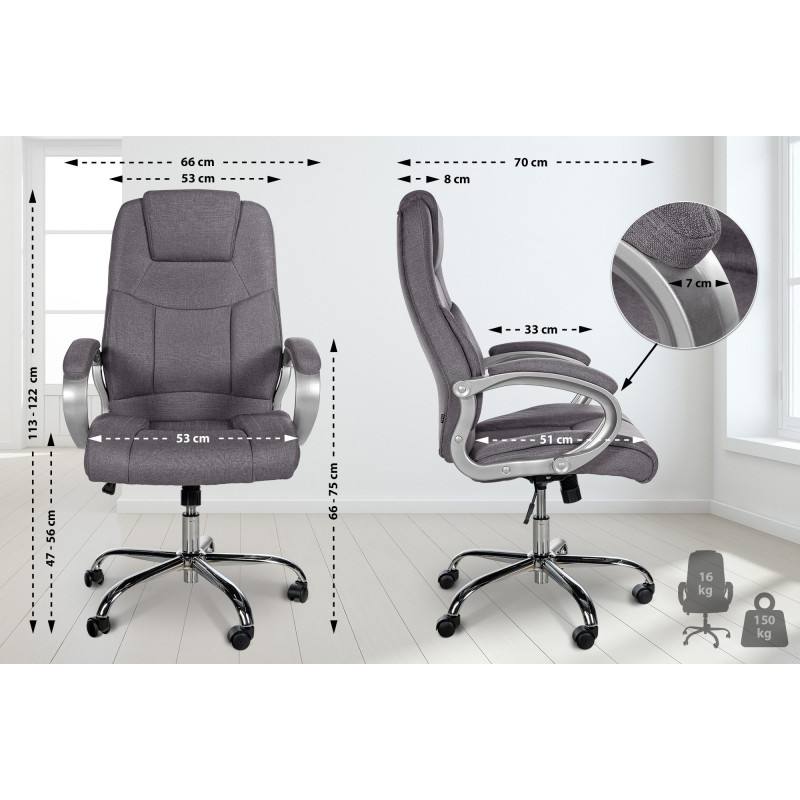 Chaise de bureau BIG Apollo en tissu gris