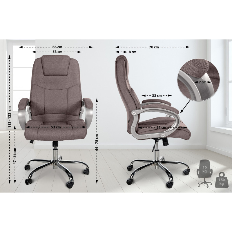 Chaise de bureau BIG Apollo en tissu taupe