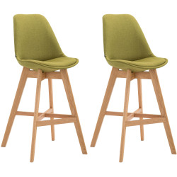 Ensemble de 2 tabourets de bar Cannes, tissu vert naturel