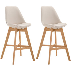 Conjunto de 2 banquetas de bar Cannes, em tecido creme natural.
