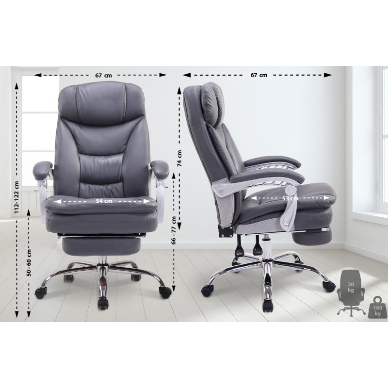 Chaise de bureau XL Troy gris