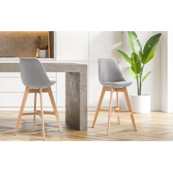 Ensemble de 2 tabourets de bar Cannes, tissu gris naturel