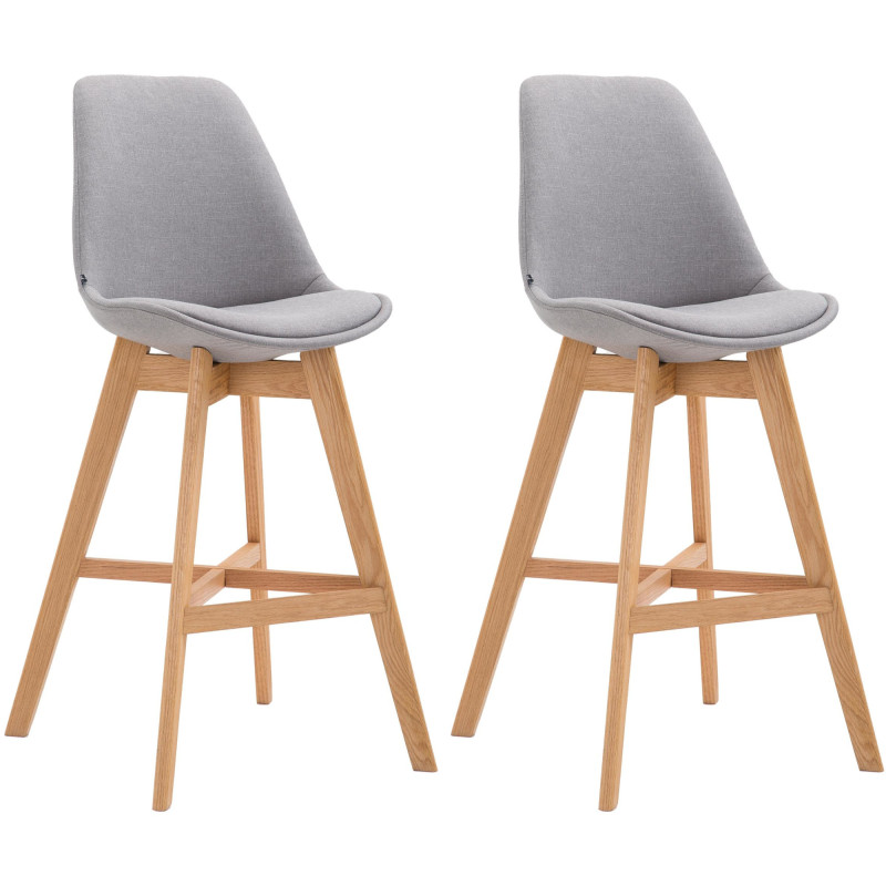Conjunto de 2 banquetas de bar Cannes, tecido cinza natural