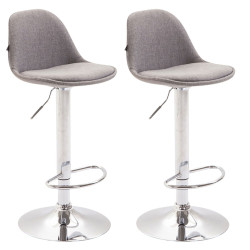 Lot de 2 tabourets de bar Kiel, tissu gris