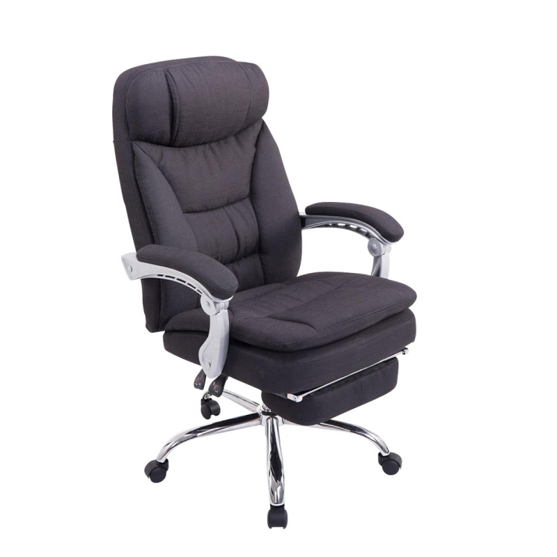 Chaise de bureau XL en tissu Troy noir