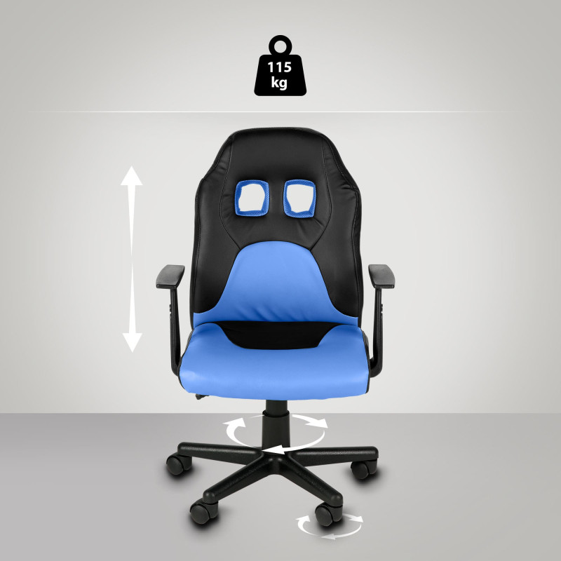Chaise de bureau pour enfants Fun noir/bleu