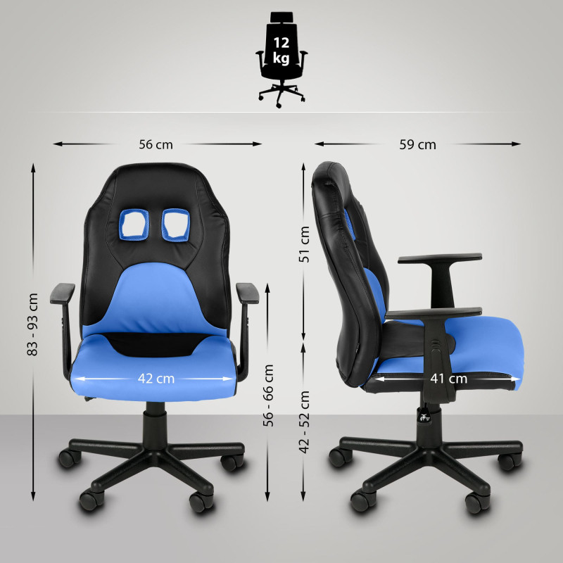 Chaise de bureau pour enfants Fun noir/bleu