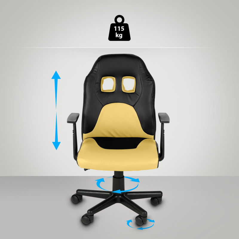 Chaise de bureau pour enfants Fun noir/jaune
