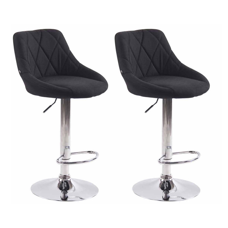 Lot de 2 tabourets de bar Lazio en tissu noir C