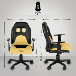 Chaise de bureau pour enfants Fun noir/jaune