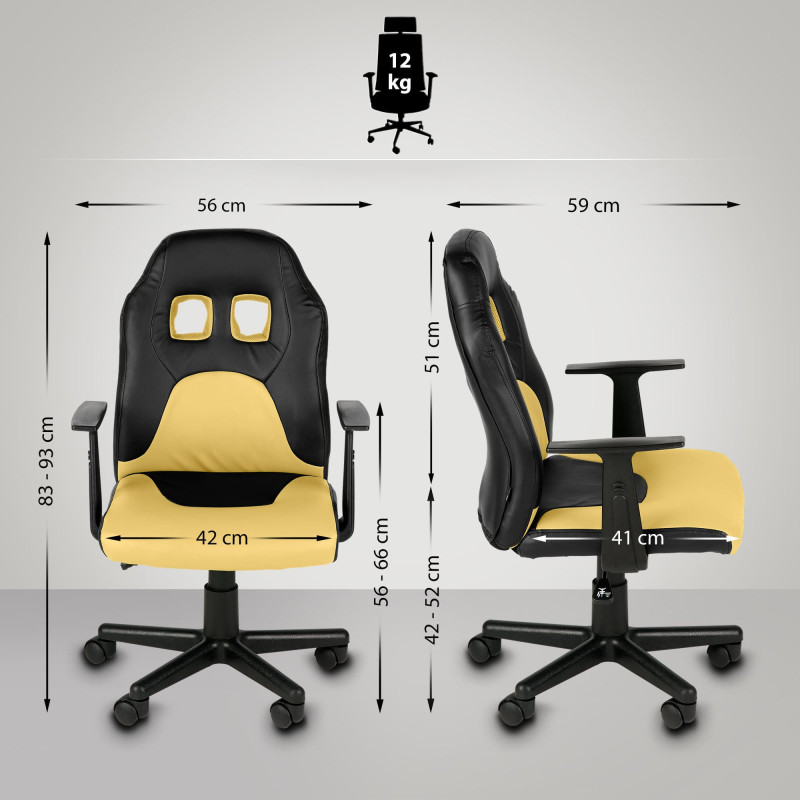 Chaise de bureau pour enfants Fun noir/jaune