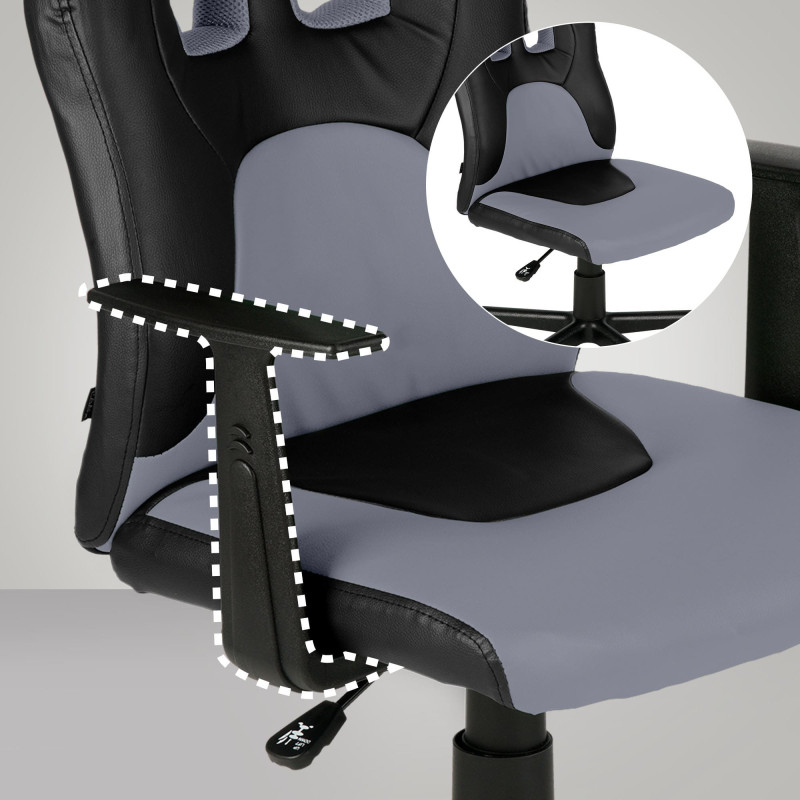 Chaise de bureau pour enfants Fun noir/gris