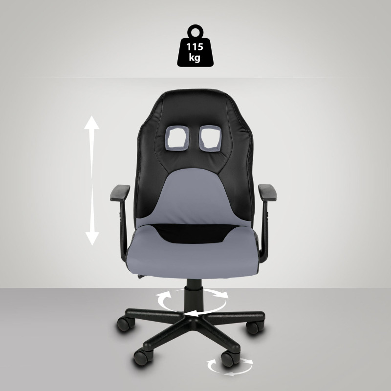 Chaise de bureau pour enfants Fun noir/gris