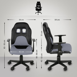 Chaise de bureau pour enfants Fun noir/gris