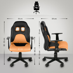 Chaise de bureau pour enfants Fun noir/orange