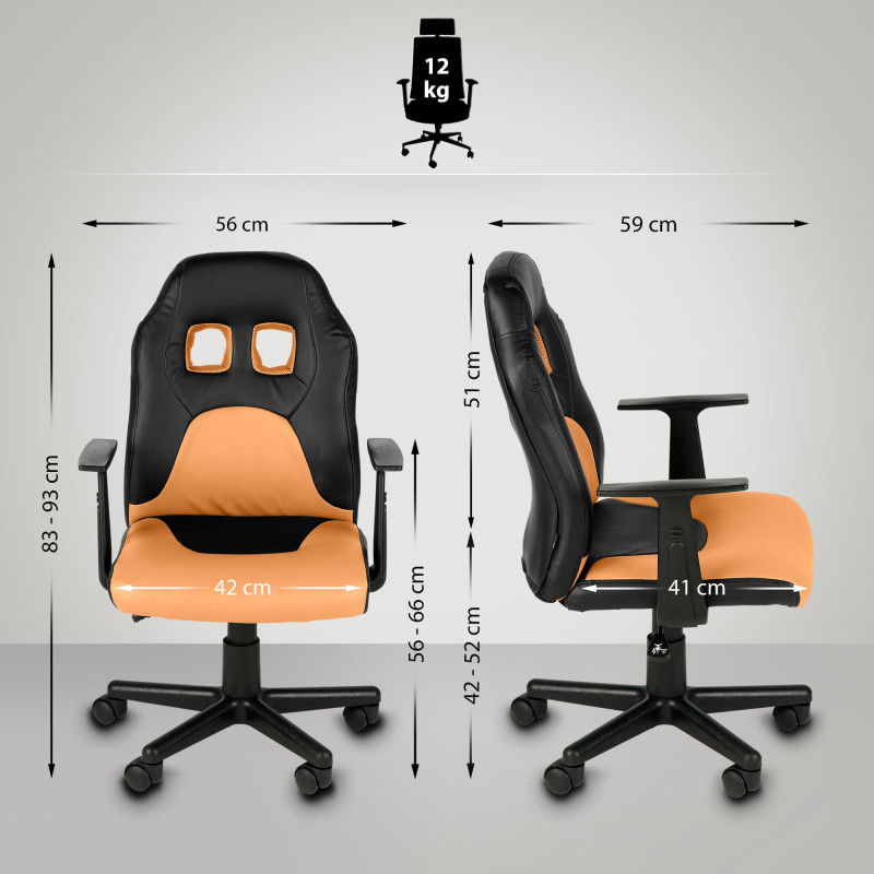 Chaise de bureau pour enfants Fun noir/orange